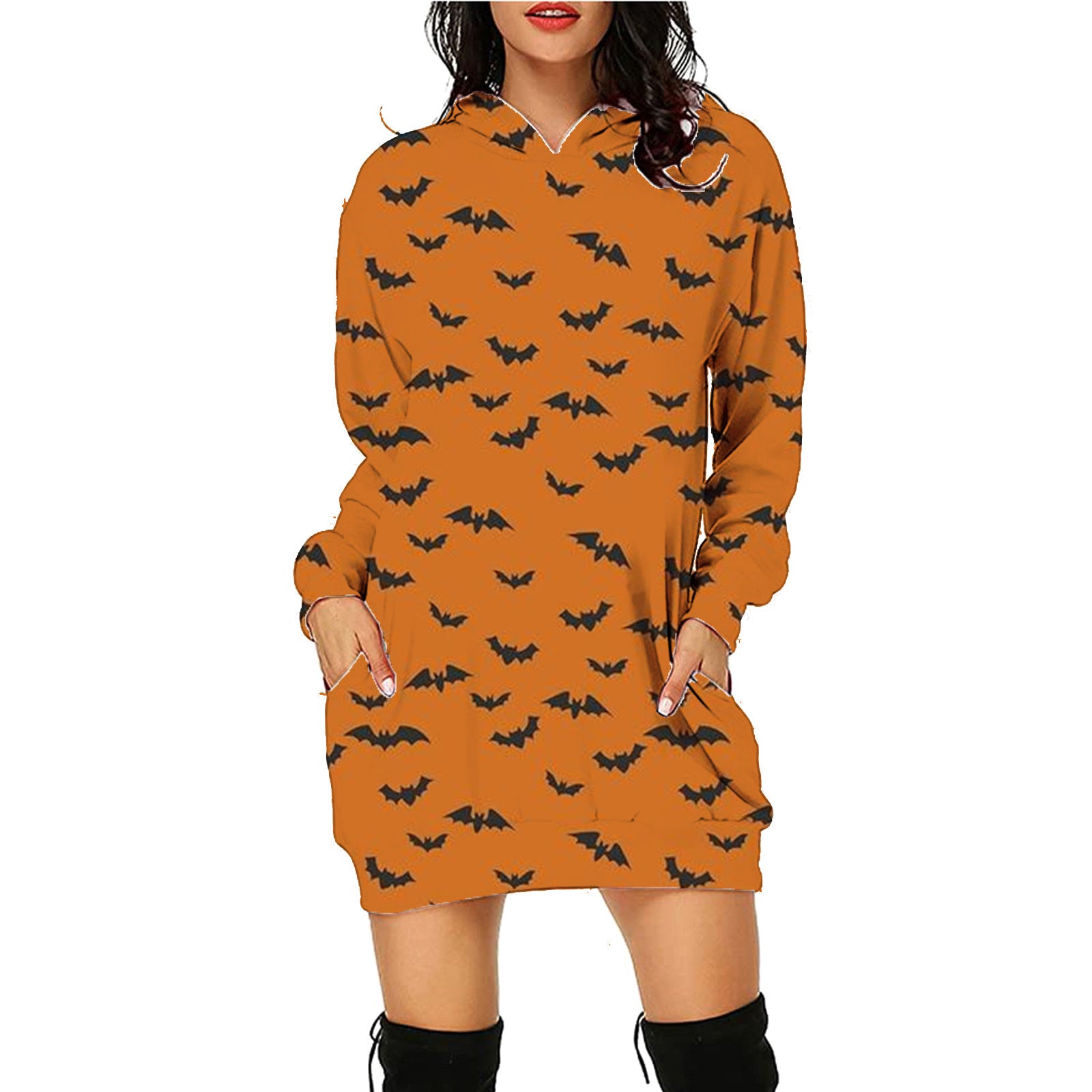 👕Halloween Print Long Hoodie With Pockets Sweater🎃🦇 janaila