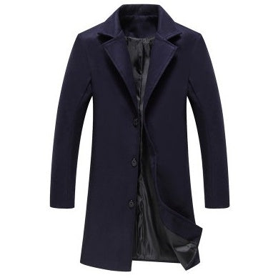 Autumn And Winter New Mens Solid Color Casual Business Woolen Coats janaila