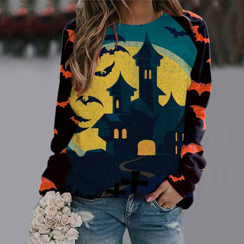 🎃Halloween Cartoon Print Sweatshirt Long Sleeve🦇 janaila