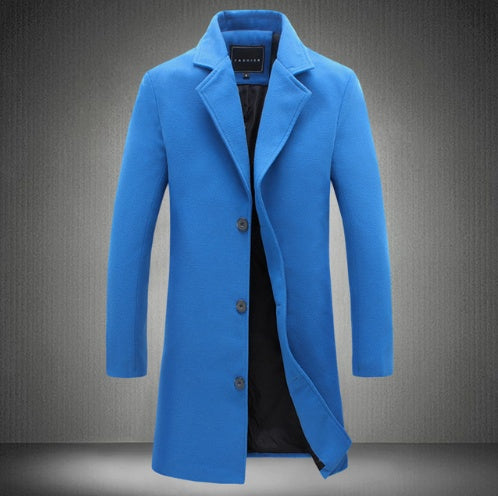 Autumn And Winter New Mens Solid Color Casual Business Woolen Coats janaila