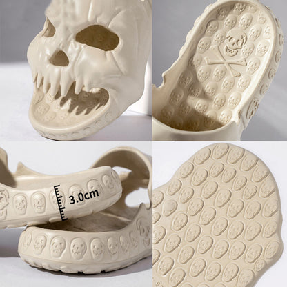 ☠️🎃 Personalized Skull Design Halloween Slippers: Fun Indoor/Outdoor Slides with a Spooky Twist 🎃☠️ janaila