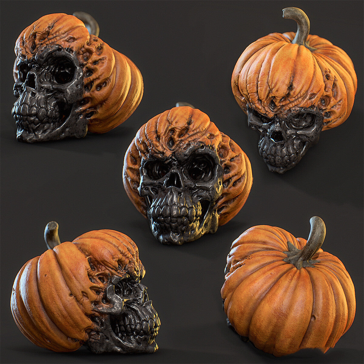 🎃☠️ New Evil Pumpkin Skull Halloween Resin Ornament ☠️🎃 janaila