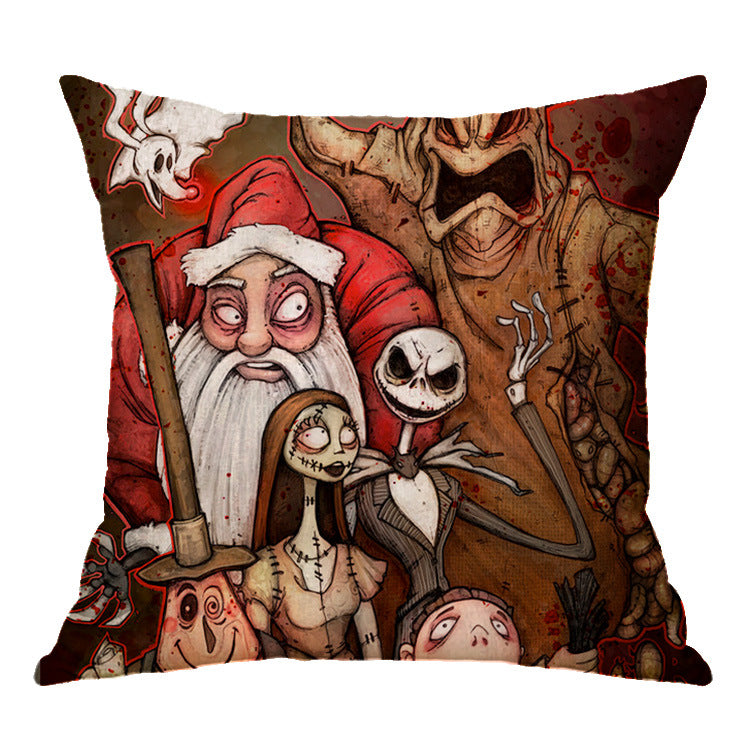 ☠️🎃 Linen Skull Halloween Pillow Cover 🎃☠️ janaila