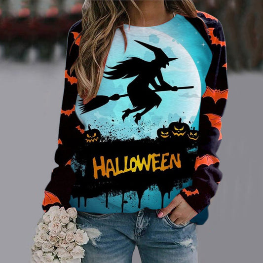 🎃Halloween Cartoon Print Sweatshirt Long Sleeve🦇 janaila