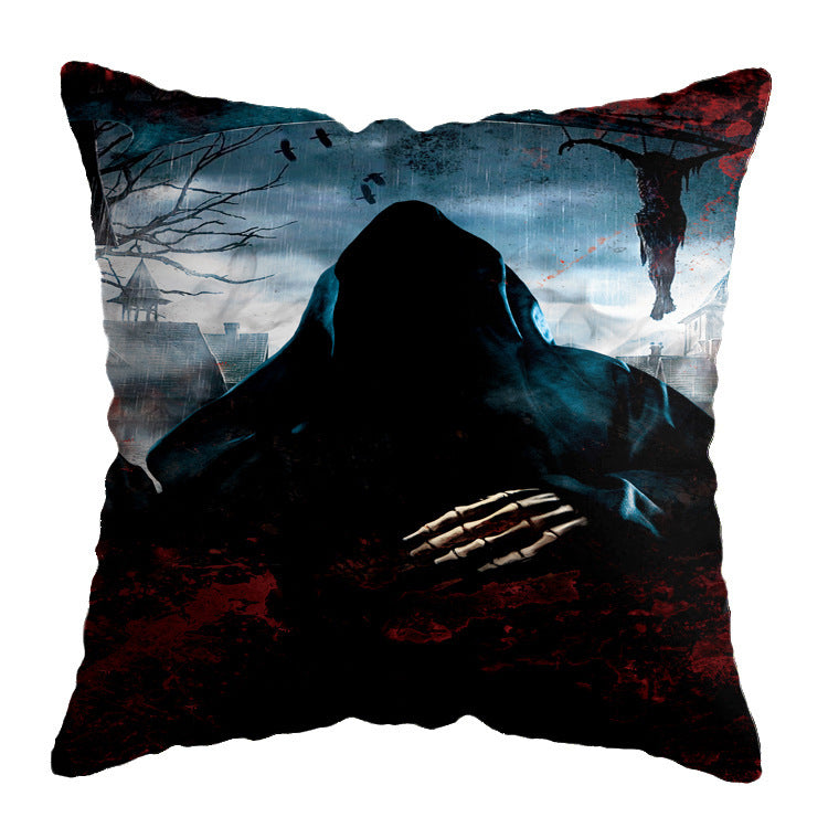 ☠️🎃 Linen Skull Halloween Pillow Cover 🎃☠️ janaila