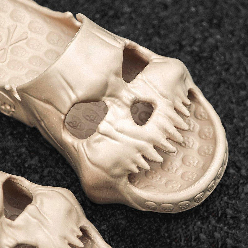 ☠️🎃 Personalized Skull Design Halloween Slippers: Fun Indoor/Outdoor Slides with a Spooky Twist 🎃☠️ janaila