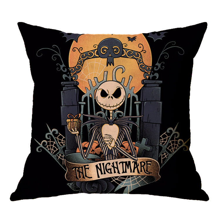 ☠️🎃 Linen Skull Halloween Pillow Cover 🎃☠️ janaila