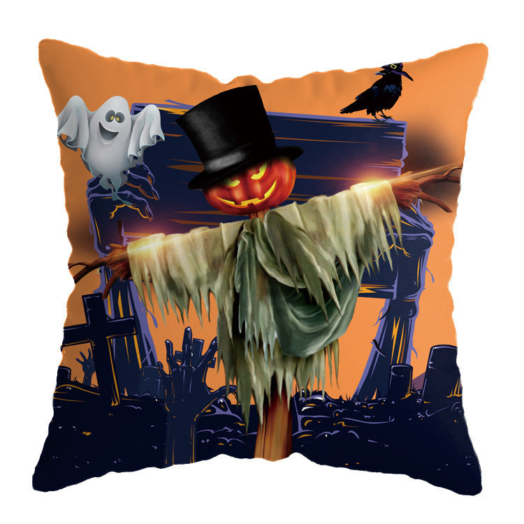 ☠️🎃 Linen Skull Halloween Pillow Cover 🎃☠️ janaila