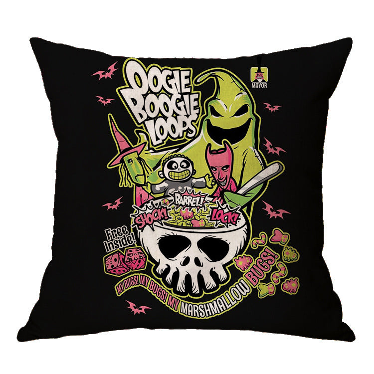 ☠️🎃 Linen Skull Halloween Pillow Cover 🎃☠️ janaila