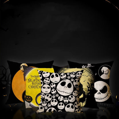 ☠️🎃 Linen Skull Halloween Pillow Cover 🎃☠️ janaila