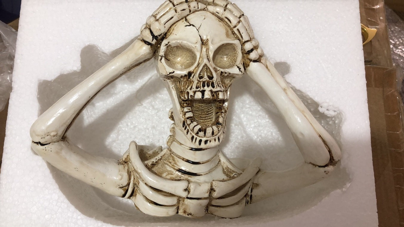 🎃💀 Personality Screaming Skull Statue Pendant: Garden Halloween Decoration💀 🎃 janaila