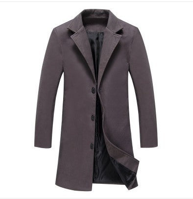 Autumn And Winter New Mens Solid Color Casual Business Woolen Coats janaila