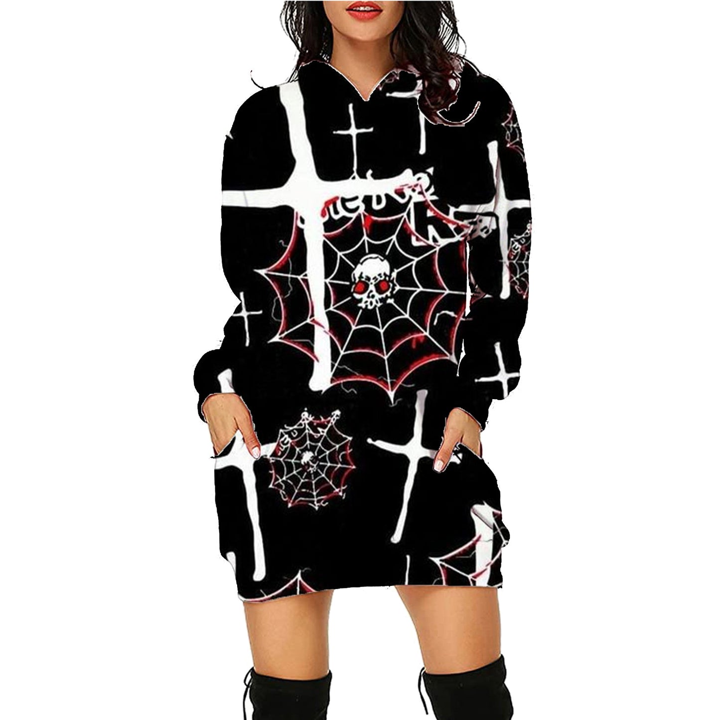 👕Halloween Print Long Hoodie With Pockets Sweater🎃🦇 janaila