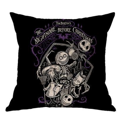 ☠️🎃 Linen Skull Halloween Pillow Cover 🎃☠️ janaila