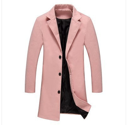 Autumn And Winter New Mens Solid Color Casual Business Woolen Coats janaila