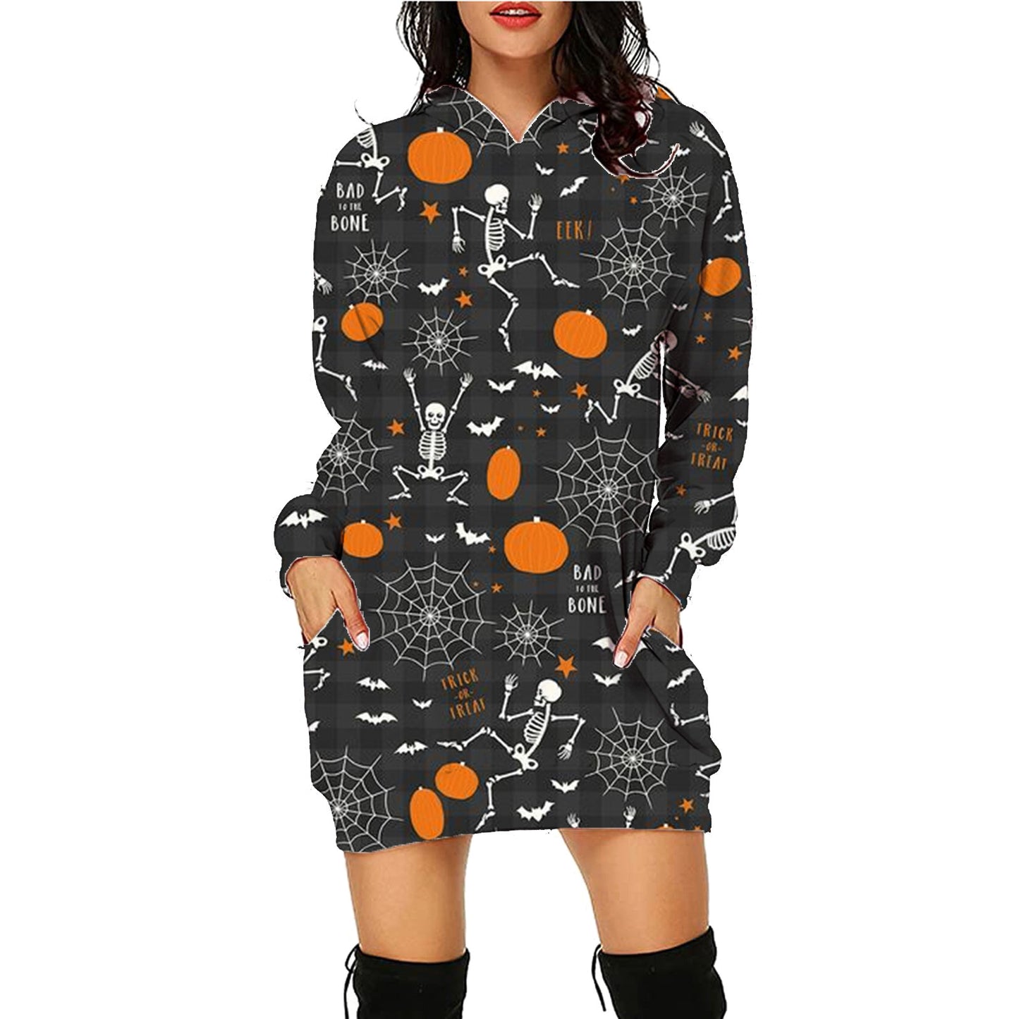 👕Halloween Print Long Hoodie With Pockets Sweater🎃🦇 janaila