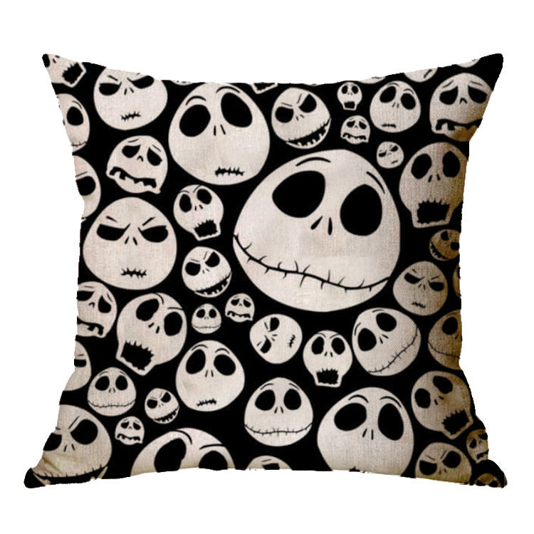 ☠️🎃 Linen Skull Halloween Pillow Cover 🎃☠️ janaila