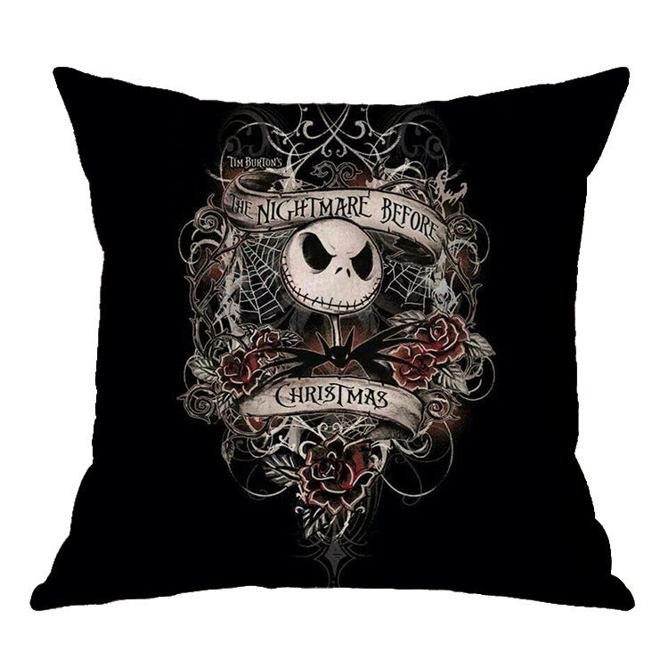 ☠️🎃 Linen Skull Halloween Pillow Cover 🎃☠️ janaila