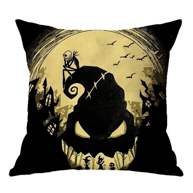 ☠️🎃 Linen Skull Halloween Pillow Cover 🎃☠️ janaila