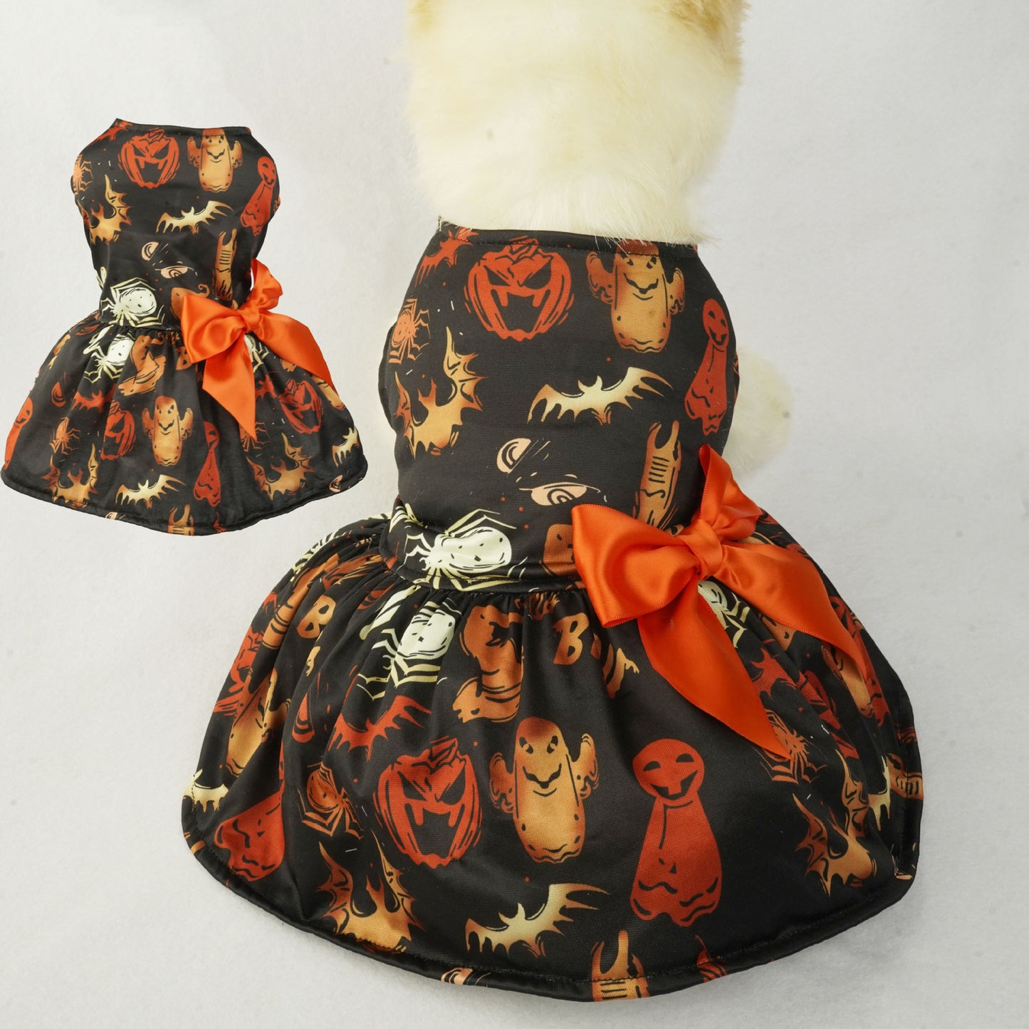 🎃🐾 Halloween Pumpkin Print Pet Dress: Adorable Attire for Small Dogs 🐾🎃 janaila