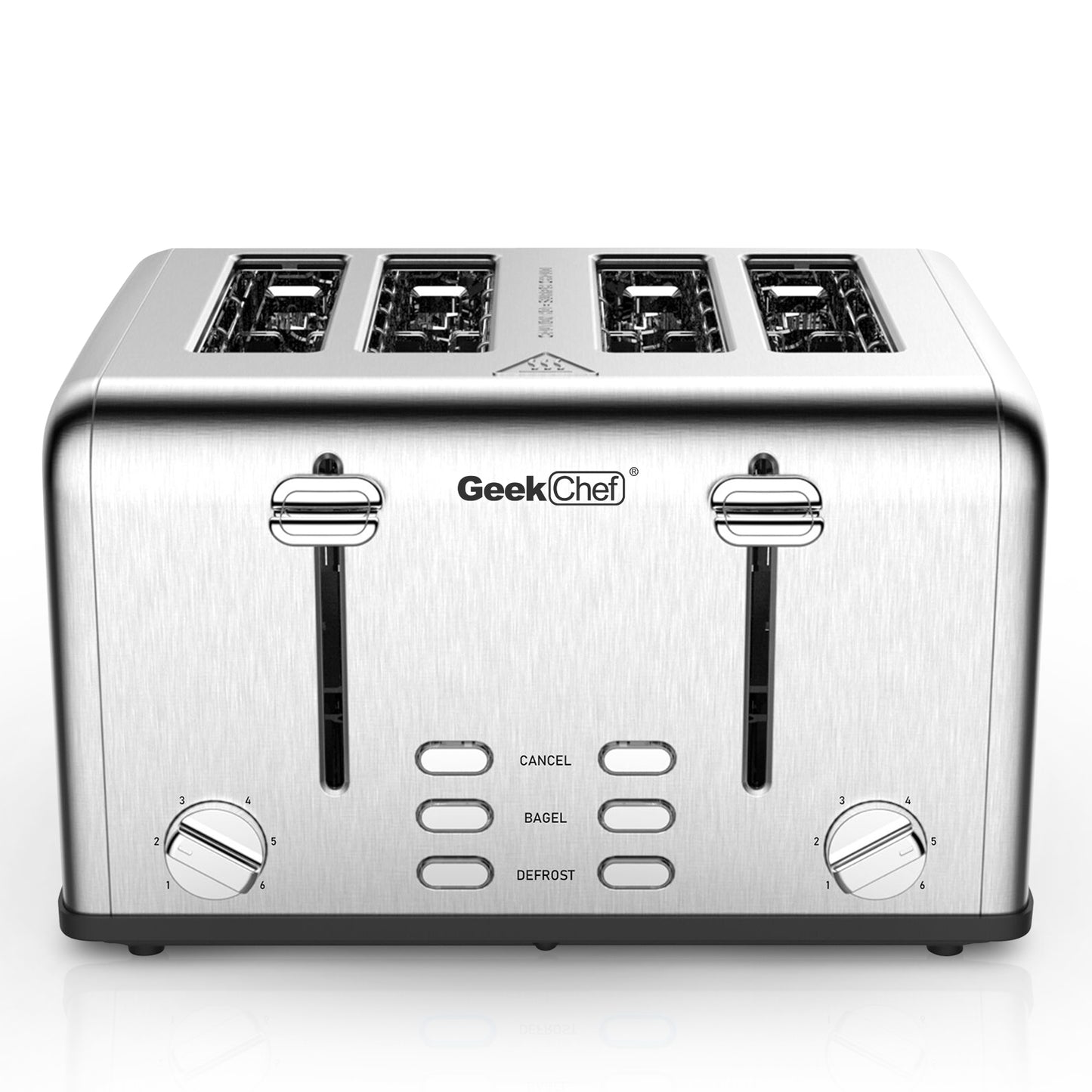 Toaster 4 Slice, Geek Chef Stainless Steel Extra-Wide Slot Toaster with Dual Control Panels of Bagel/Defrost/Cancel Functi. janaila