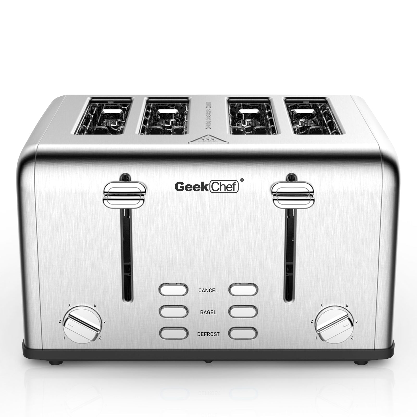 Toaster 4 Slice, Geek Chef Stainless Steel Extra-Wide Slot Toaster with Dual Control Panels of Bagel/Defrost/Cancel Functi. janaila