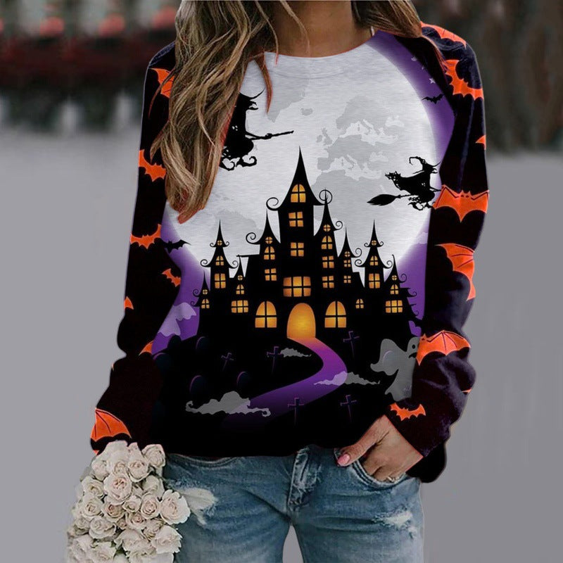 🎃Halloween Cartoon Print Sweatshirt Long Sleeve🦇 janaila