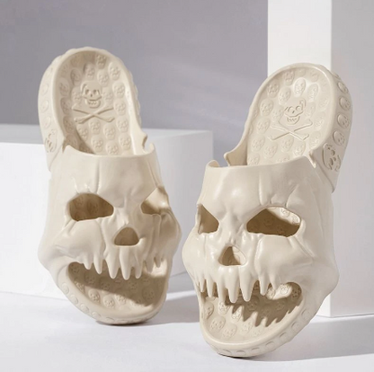 ☠️🎃 Personalized Skull Design Halloween Slippers: Fun Indoor/Outdoor Slides with a Spooky Twist 🎃☠️ janaila