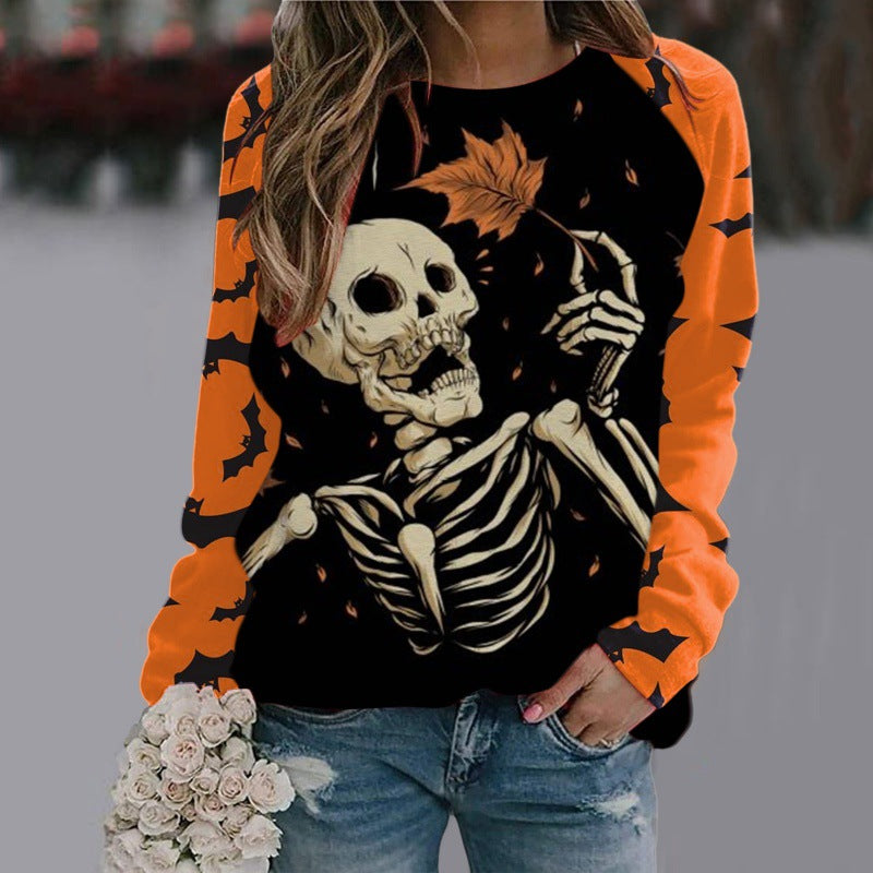 🎃Halloween Cartoon Print Sweatshirt Long Sleeve🦇 janaila