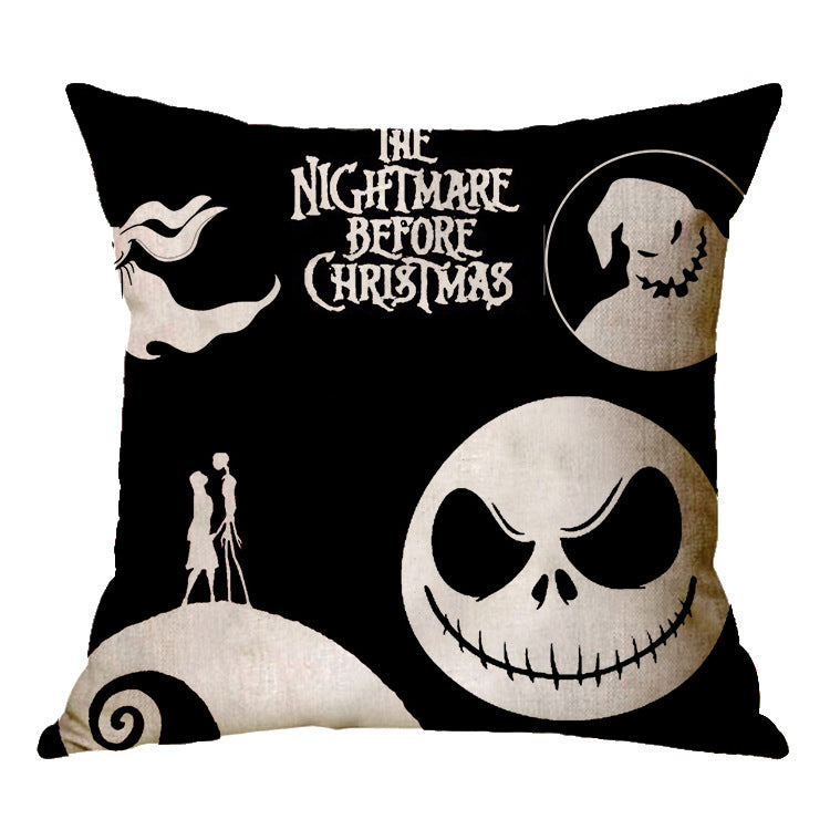 ☠️🎃 Linen Skull Halloween Pillow Cover 🎃☠️ janaila