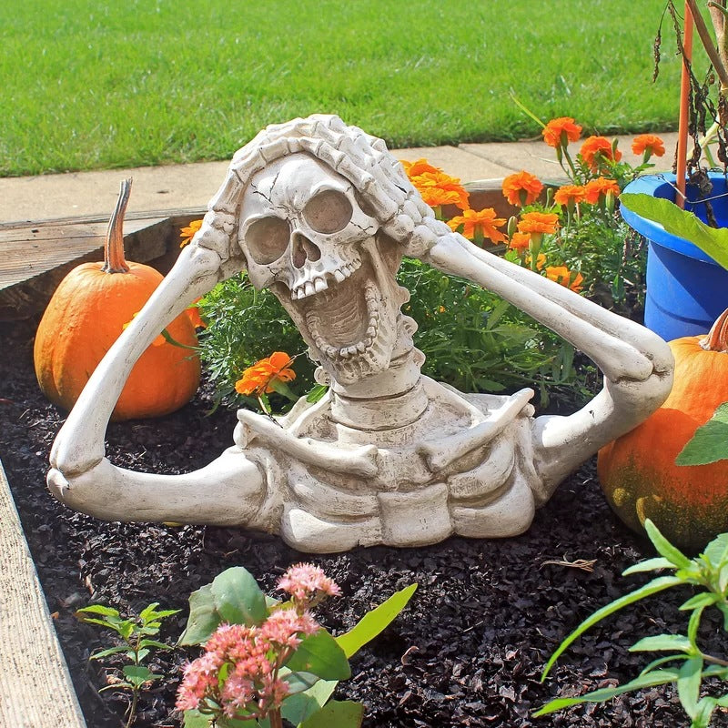 🎃💀 Personality Screaming Skull Statue Pendant: Garden Halloween Decoration💀 🎃 janaila