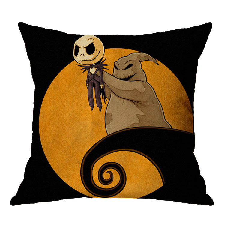 ☠️🎃 Linen Skull Halloween Pillow Cover 🎃☠️ janaila