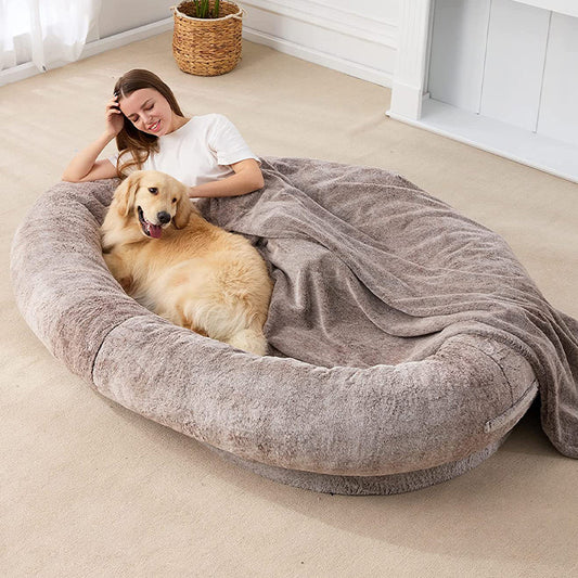 Large Human Short Plush Dog Bed janaila