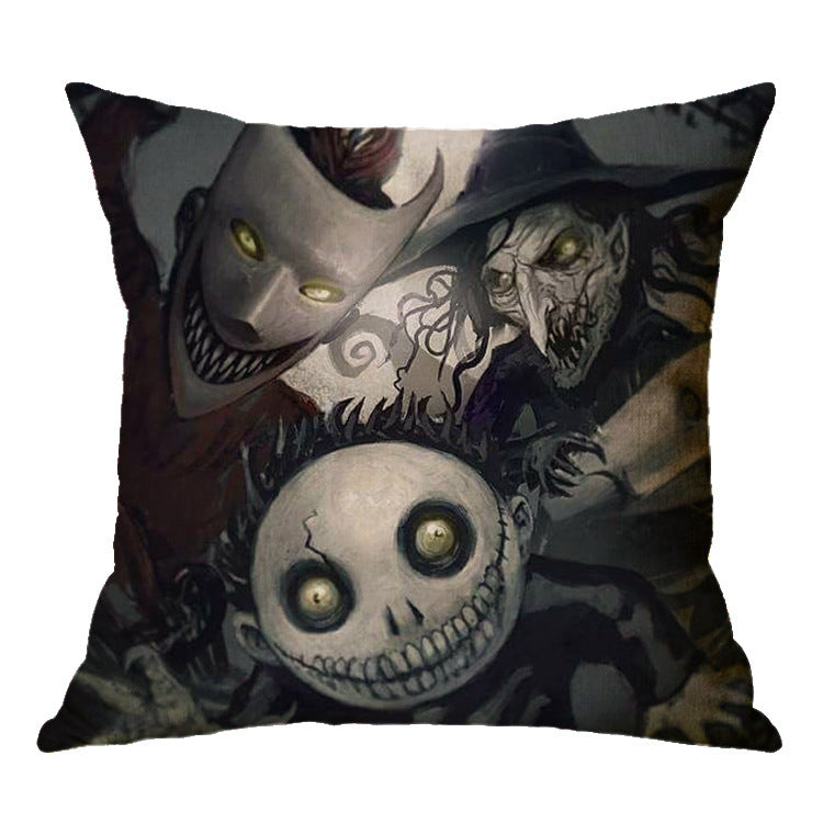 ☠️🎃 Linen Skull Halloween Pillow Cover 🎃☠️ janaila