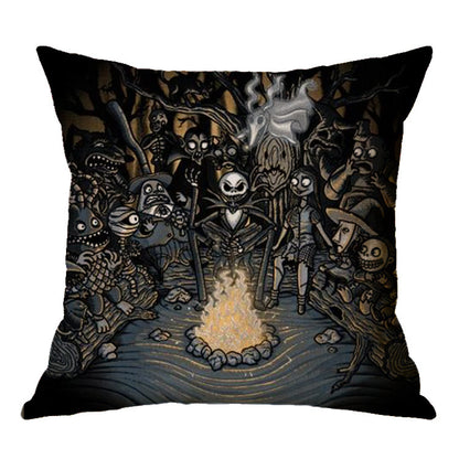 ☠️🎃 Linen Skull Halloween Pillow Cover 🎃☠️ janaila