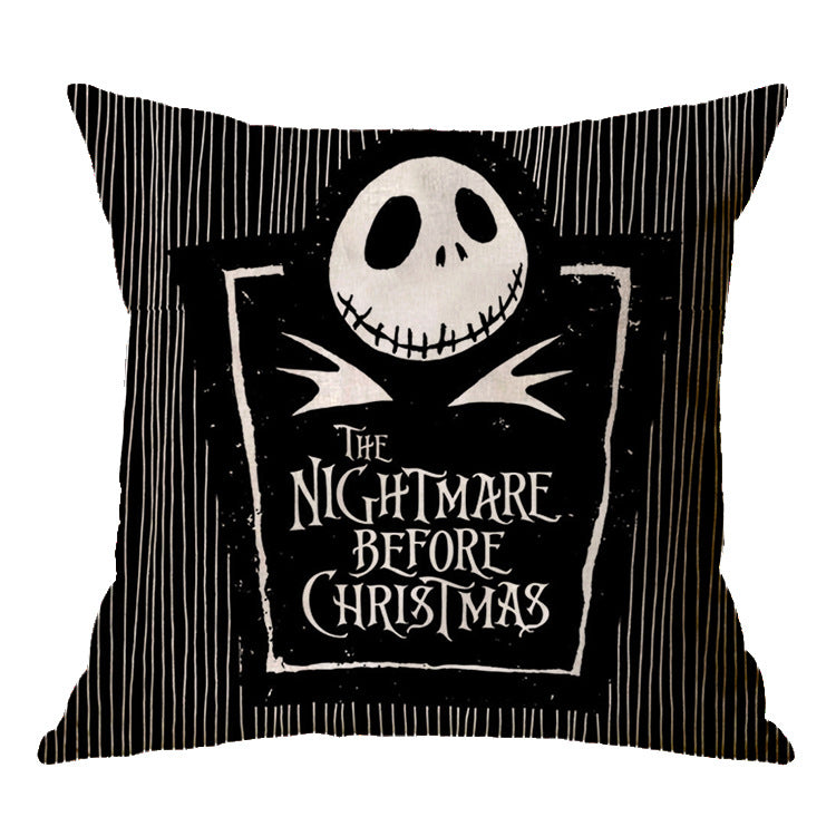 ☠️🎃 Linen Skull Halloween Pillow Cover 🎃☠️ janaila