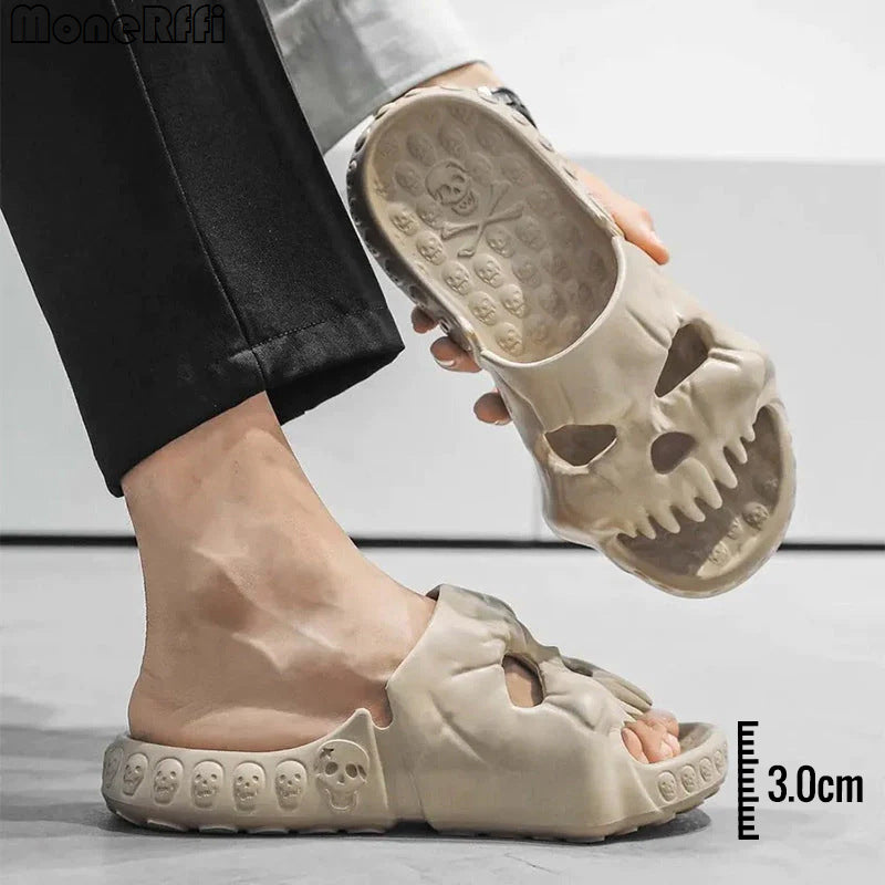 ☠️🎃 Personalized Skull Design Halloween Slippers: Fun Indoor/Outdoor Slides with a Spooky Twist 🎃☠️ janaila