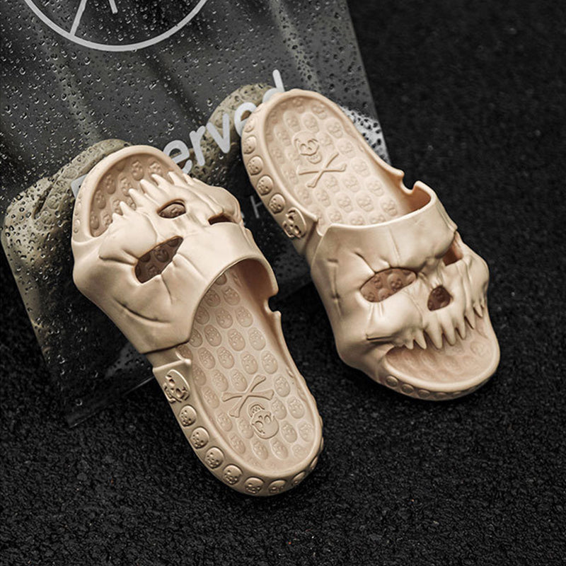 ☠️🎃 Personalized Skull Design Halloween Slippers: Fun Indoor/Outdoor Slides with a Spooky Twist 🎃☠️ janaila