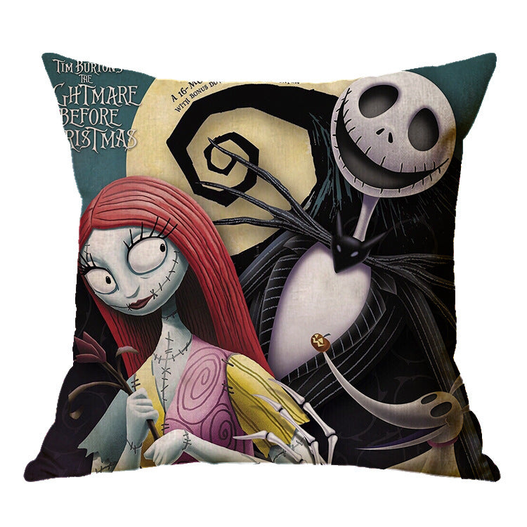 ☠️🎃 Linen Skull Halloween Pillow Cover 🎃☠️ janaila