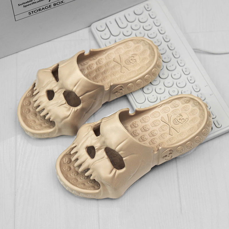 ☠️🎃 Personalized Skull Design Halloween Slippers: Fun Indoor/Outdoor Slides with a Spooky Twist 🎃☠️ janaila