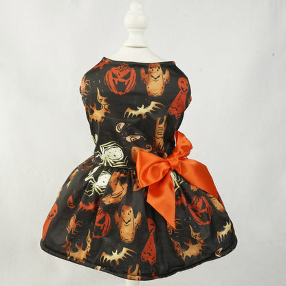 🎃🐾 Halloween Pumpkin Print Pet Dress: Adorable Attire for Small Dogs 🐾🎃 janaila