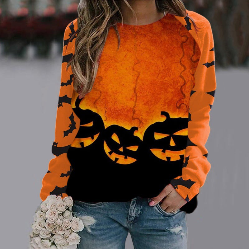 🎃Halloween Cartoon Print Sweatshirt Long Sleeve🦇 janaila